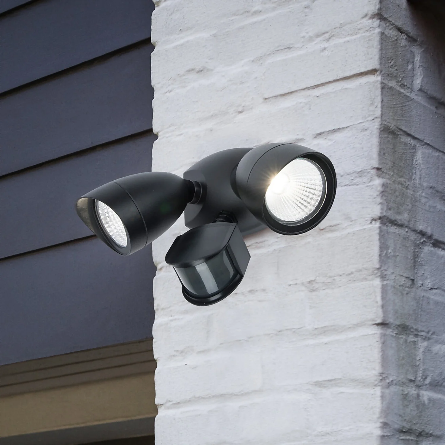 Lutec Shrimp Twin Head LED PIR Outdoor Wall Light - Black 2 Lutec Shrimp Twin Head LED PIR Outdoor Wall Light - Black