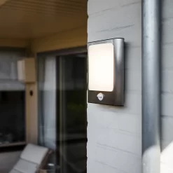 Lutec Face 13W LED PIR Outdoor Wall Light - Stainless Steel -Lighting Promotion Store 12819285 1504952877278859