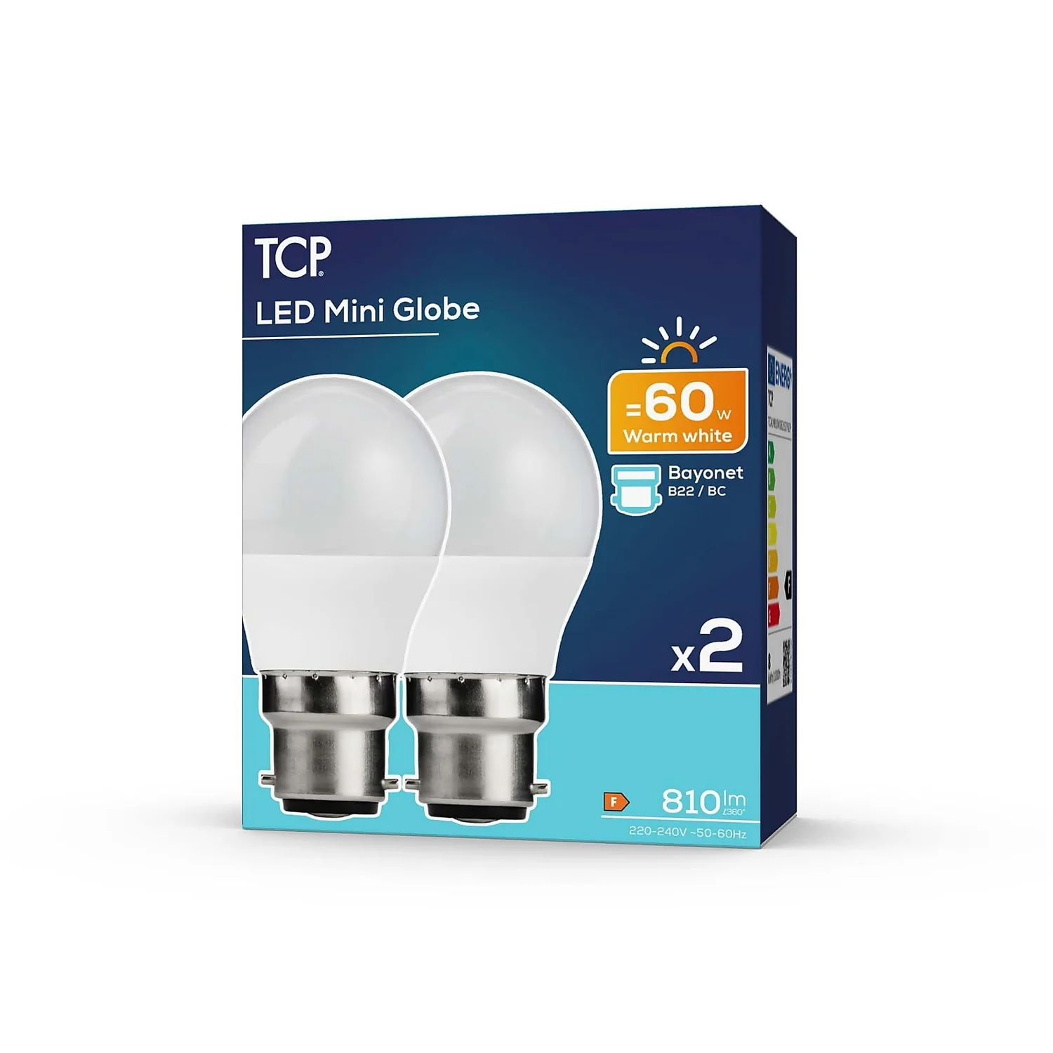 TCP LED Globe 60W B22 Coat Warm Light Bulb - 2 Pack 4 TCP LED Globe 60W B22 Coat Warm Light Bulb - 2 Pack - Image 2