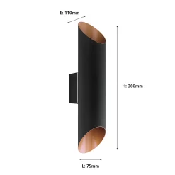 Eglo Agolada Outdoor LED Wall Light - Black & Copper -Lighting Promotion Store 12828401 6474832952651243