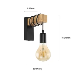 Eglo Townshend Wall Light - Black & Brown -Lighting Promotion Store 12836408 1954833171039114