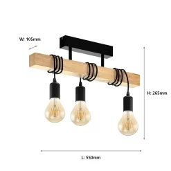 Eglo Townshend Flush Light - Black & Brown -Lighting Promotion Store 12836409 1304833170377614