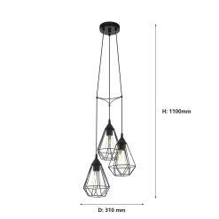 Eglo Tarbes 3 Light Cluster Pendant Light - Black -Lighting Promotion Store 12836712 1784833169455192