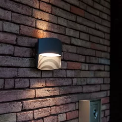 Lutec Lotus LED Up & Down Outdoor Wall Light - Anthracite