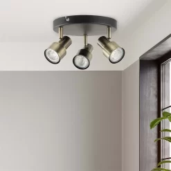 Noah 3 Lamp Spotlight Plate - Black & Antique Brass -Lighting Promotion Store 12882222 1254843519098087