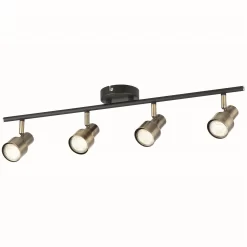 Noah 4 Lamp Spotlight Plate - Black & Antique Brass