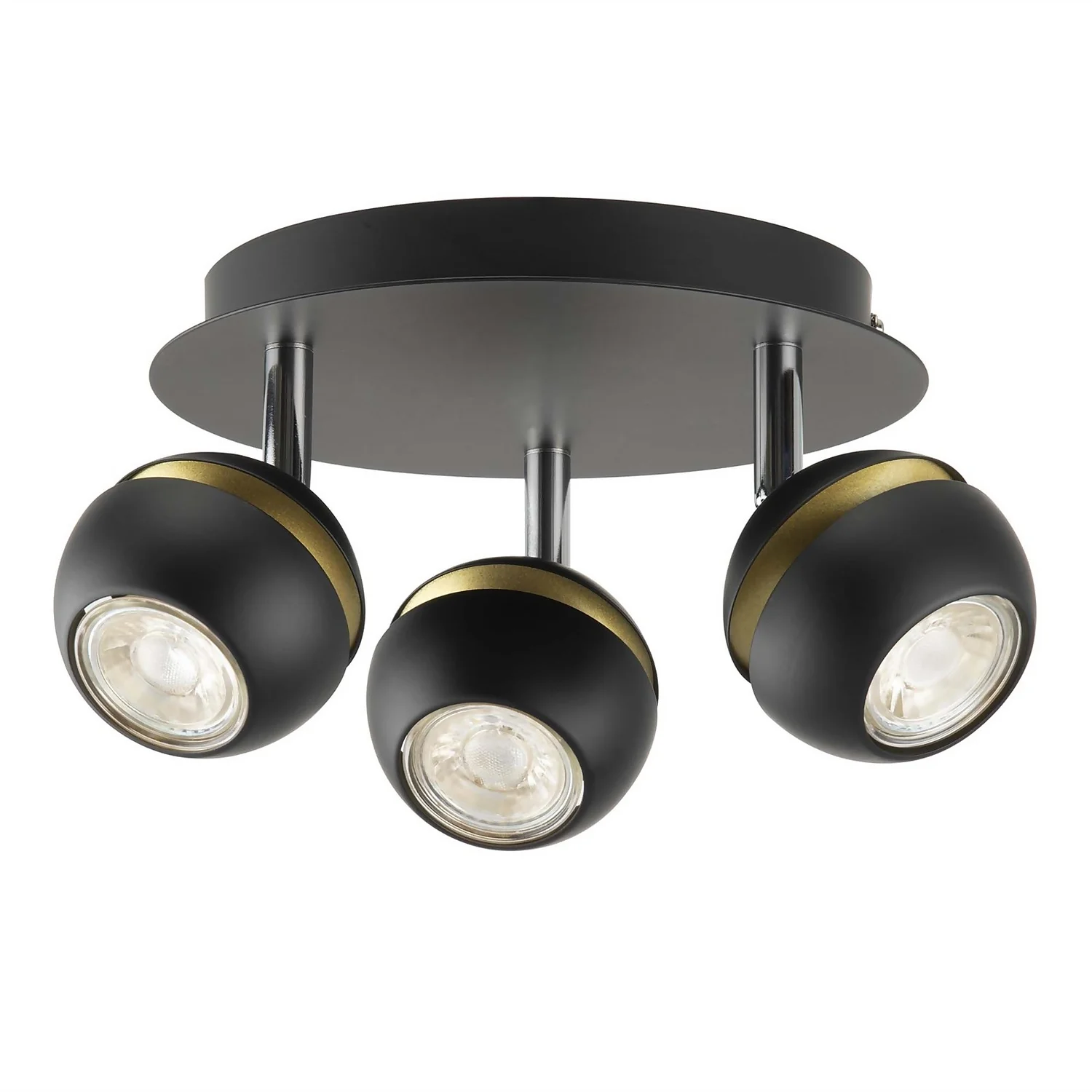 Austin 3 Lamp Spotlight Plate - Black & Gold 3 Austin 3 Lamp Spotlight Plate - Black & Gold