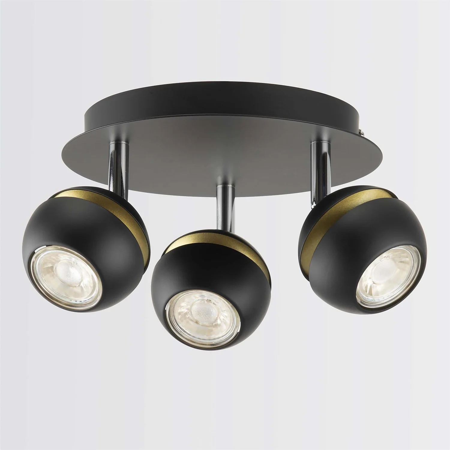 Austin 3 Lamp Spotlight Plate - Black & Gold 5 Austin 3 Lamp Spotlight Plate - Black & Gold - Image 3