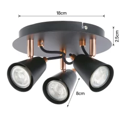 Emma 3 Lamp Spotlight Plate - Black & Copper -Lighting Promotion Store 12882237 1804843519405641