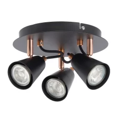 Emma 3 Lamp Spotlight Plate - Black & Copper