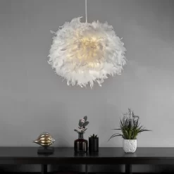 Hattie Feather Non-elec Light Shade - White -Lighting Promotion Store 12886897 1345049847643523
