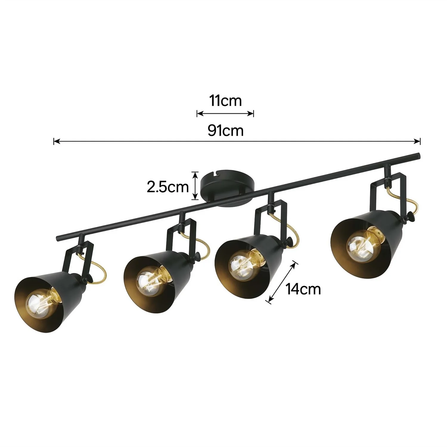 Abigail 4 Lamp Spotlight Bar - Black 7 Abigail 4 Lamp Spotlight Bar - Black - Image 5
