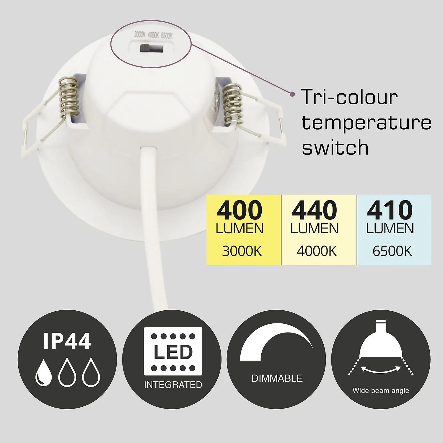 7W Dimmable Tri-Colour Pack Of 10 LED Downlights 6 7W Dimmable Tri-Colour Pack Of 10 LED Downlights - Image 4
