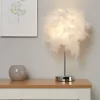 Hattie Feather Table Lamp - White -Lighting Promotion Store 13157965 1725042041820676