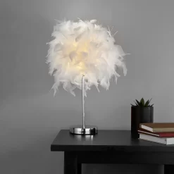 Hattie Feather Table Lamp - White -Lighting Promotion Store 13157965 1924945695486795