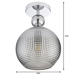 Safi Glass Flush Pendant - Chrome Smoke -Lighting Promotion Store 13208300 4934909895138631