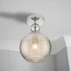 Safi Glass Flush Pendant - Chrome Smoke