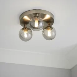 Orb 3 Light Flush Pendant - Nickel Smoke