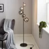 Orb II 5 Light Floor Lamp - Black Chrome Smoke