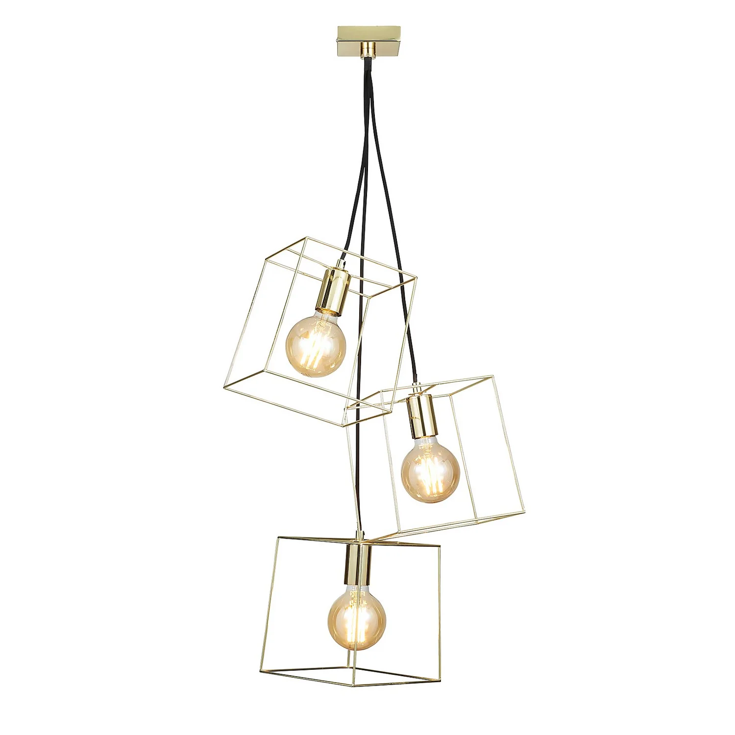 Edge 3 Light Cluster Pendant - Polished Brass 4 Edge 3 Light Cluster Pendant - Polished Brass - Image 2