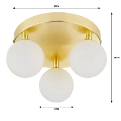 Orb 3 Light Flush Pendant - Brass & Opal -Lighting Promotion Store 13208330 6064909895429430