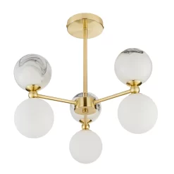 House Beautiful Delta 3 Light Marble Pendant - Brass & Opal -Lighting Promotion Store 13208336 1724927241719407