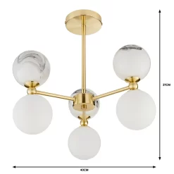 House Beautiful Delta 3 Light Marble Pendant - Brass & Opal -Lighting Promotion Store 13208336 5664927241764158