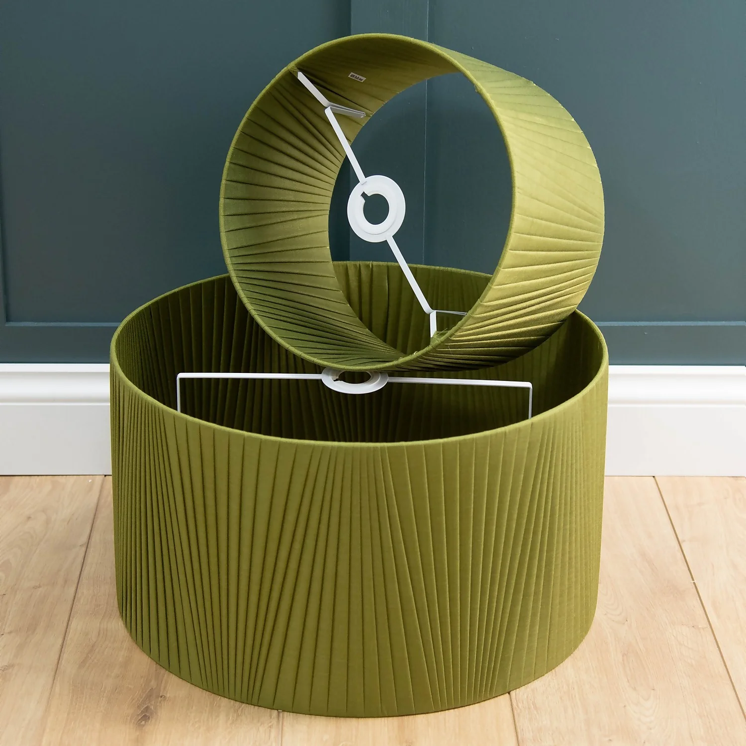Raye Olive Drum Pleated Silk Shade - 45cm 8 Raye Olive Drum Pleated Silk Shade - 45cm - Image 6
