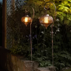 Cool Flame Solar Powered Hanging Lanterns - Pack Of 2