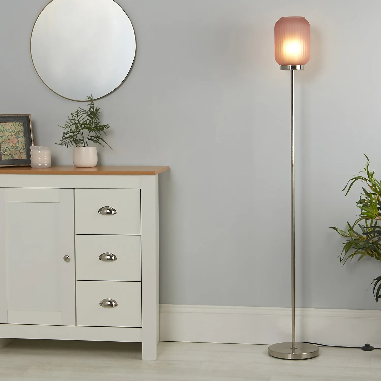 Pearl Frosted Floor Lamp - Rose 3 Pearl Frosted Floor Lamp - Rose