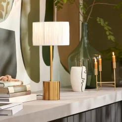 Raffia Table Lamp - White & Gold -Lighting Promotion Store 13525827 1135042052933660