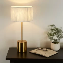 Raffia Table Lamp - White & Gold -Lighting Promotion Store 13525827 2824956834876897