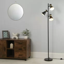 Balham 3 Light Floor Lamp - Black & Brass
