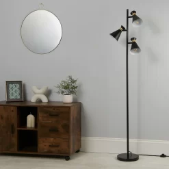 Balham 3 Light Floor Lamp - Black & Brass -Lighting Promotion Store 13525828 1185042072854014
