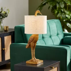 Crane Table Lamp - Gold & Oatmeal