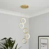 Lenox LED 5 Ring Cluster Pendant Ceiling Light - Brass