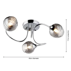 Marple 3 Light Semi Flush Ceiling Light - Chrome & Smoke -Lighting Promotion Store 13645383 1284956789790284