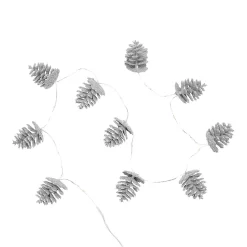 10 Silver Glitter Pinecone Christmas String Light (Battery Operated)