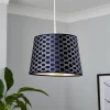 Mia Velvet 30cm Patterned Lamp Shade - Navy