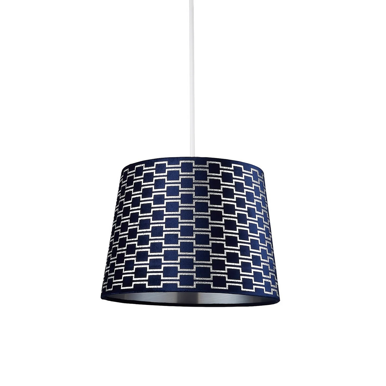 Mia Velvet 30cm Patterned Lamp Shade - Navy 4 Mia Velvet 30cm Patterned Lamp Shade - Navy - Image 2