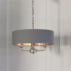 Highclere Pendant Light - 3lt Nickel