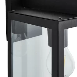 Hestia E27 Glass Panel Outdoor Box Lantern - Black -Lighting Promotion Store 13924362 1874980109381578
