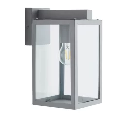 Hestia E27 Glass Panel Outdoor Box Lantern - Silver -Lighting Promotion Store 13924363 1364980108100359