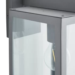Hestia E27 Glass Panel Outdoor Box Lantern - Silver -Lighting Promotion Store 13924363 3694980108180933