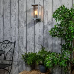 Hestia E27 Glass Panel Outdoor Box Lantern - Silver