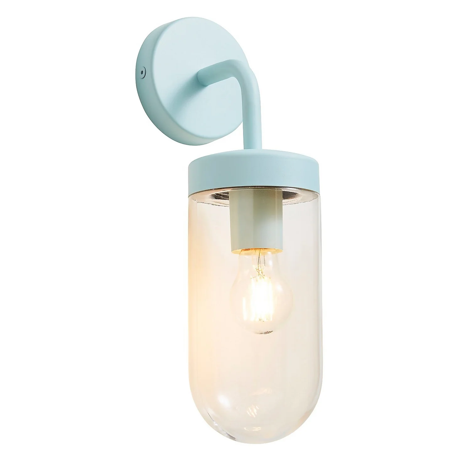 Kew Curved Arm E27 Outdoor Wall Light - Pale Blue 4 Kew Curved Arm E27 Outdoor Wall Light - Pale Blue - Image 2