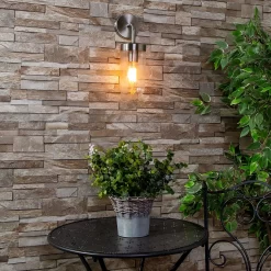 Kew Curved Arm E27 Outdoor Wall Light - Stainless Steel -Lighting Promotion Store 13924369 2304980107883078