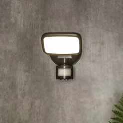 Lynn LED Outdoor Floodlight With PIR Sensor (IP65) - Dark Grey