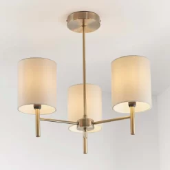 Kari 3 Light Semi Flush Ceiling Light - Brass