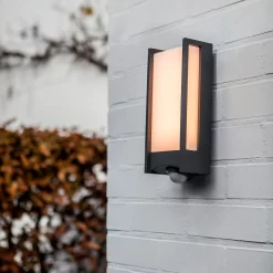 Lutec Qubo LED Outdoor Wall Light With PIR Motion Sensor - Anthracite -Lighting Promotion Store 13950215 3414993052600097